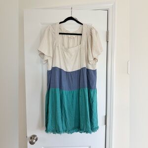 Umgee Blue Colorblock Dress